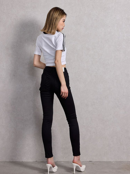 GYDA ミドルウエスト SIDE RIPPEDカラースキニーパンツ