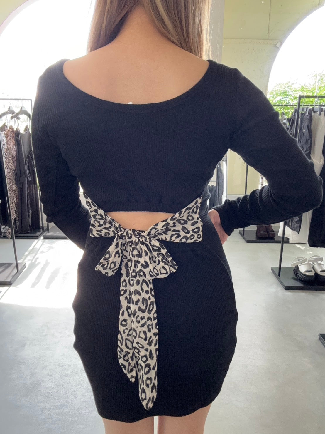 GYDA レオパードバックリボンテレコミニワンピース