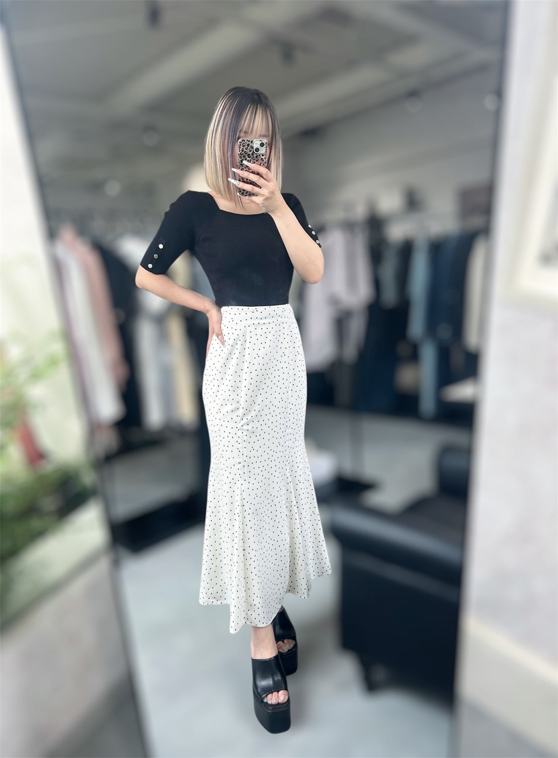 RESEXXY ドットパターンマーメイドスカート