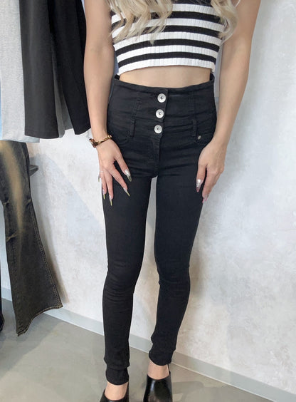 GYDA ハイウエストクロススキニーデニムパンツ