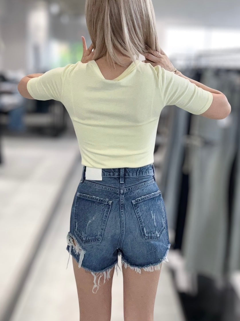 CROCHU カットフィットUネックTシャツ