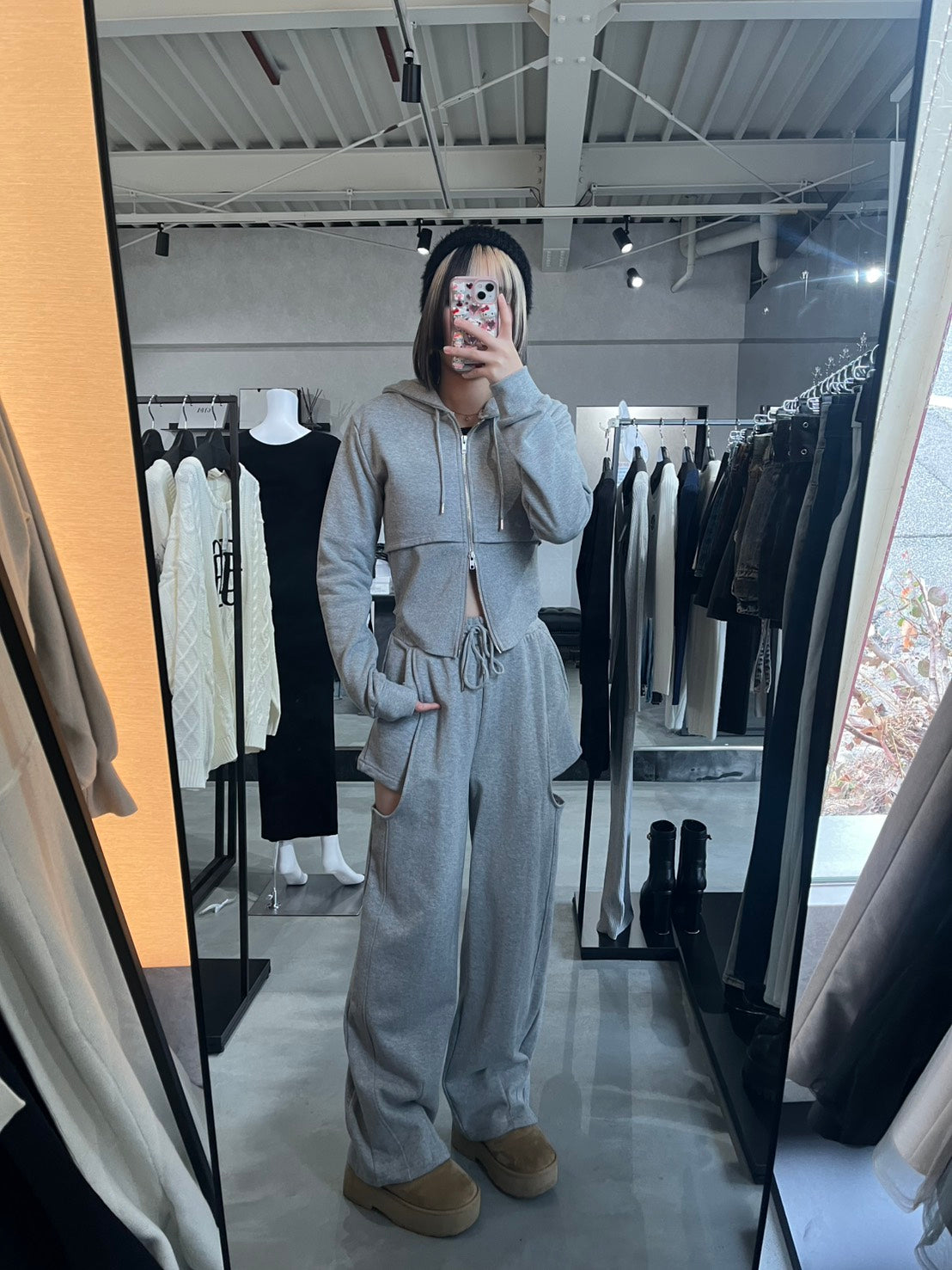 MURUA サイドカットストレートスウェットパンツ