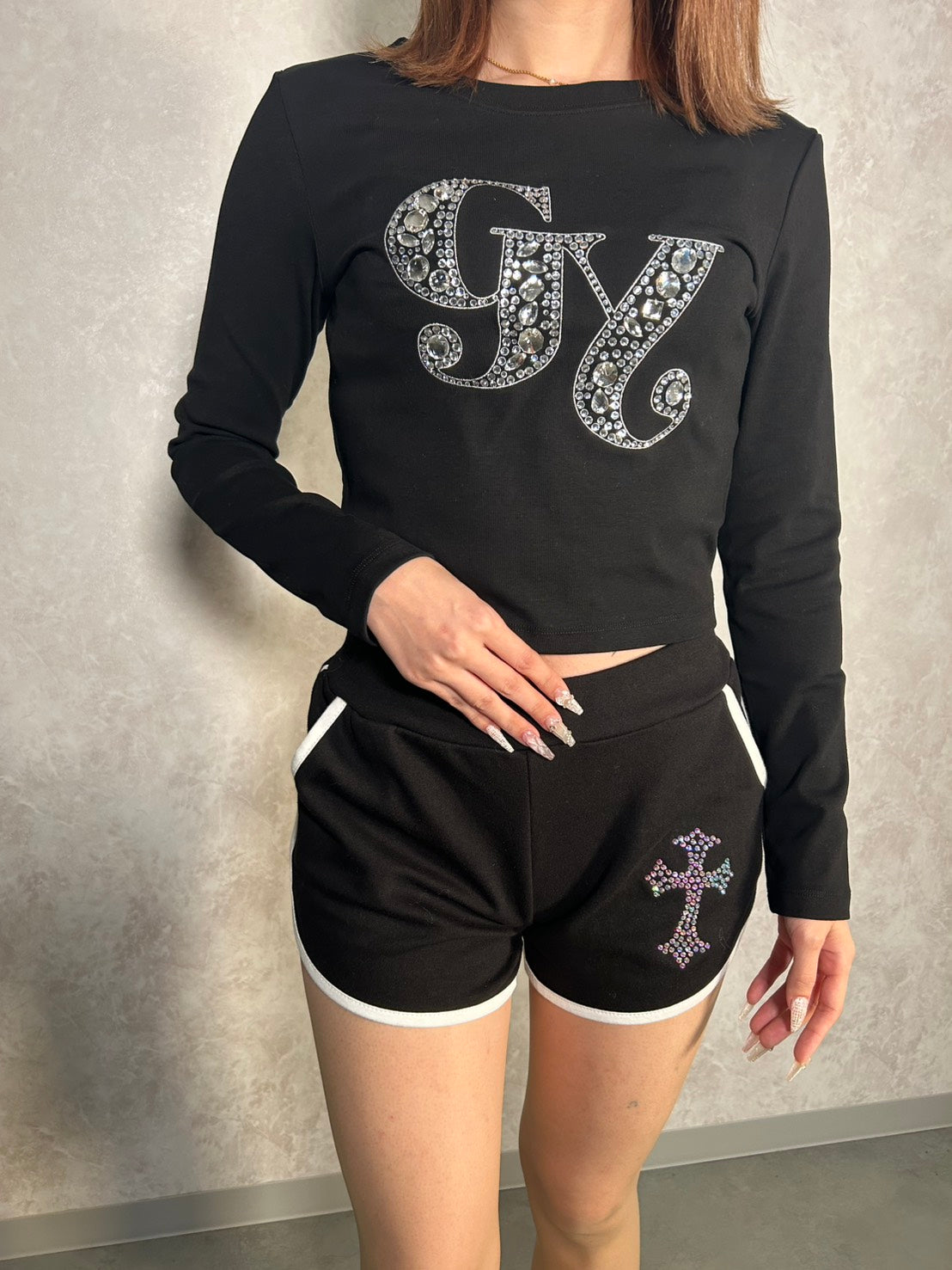 CROCHU GLITTE CROSS ショートトラックパンツ