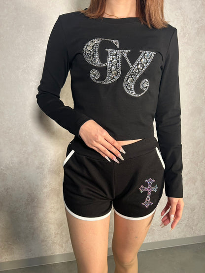 CROCHU GLITTE CROSS ショートトラックパンツ