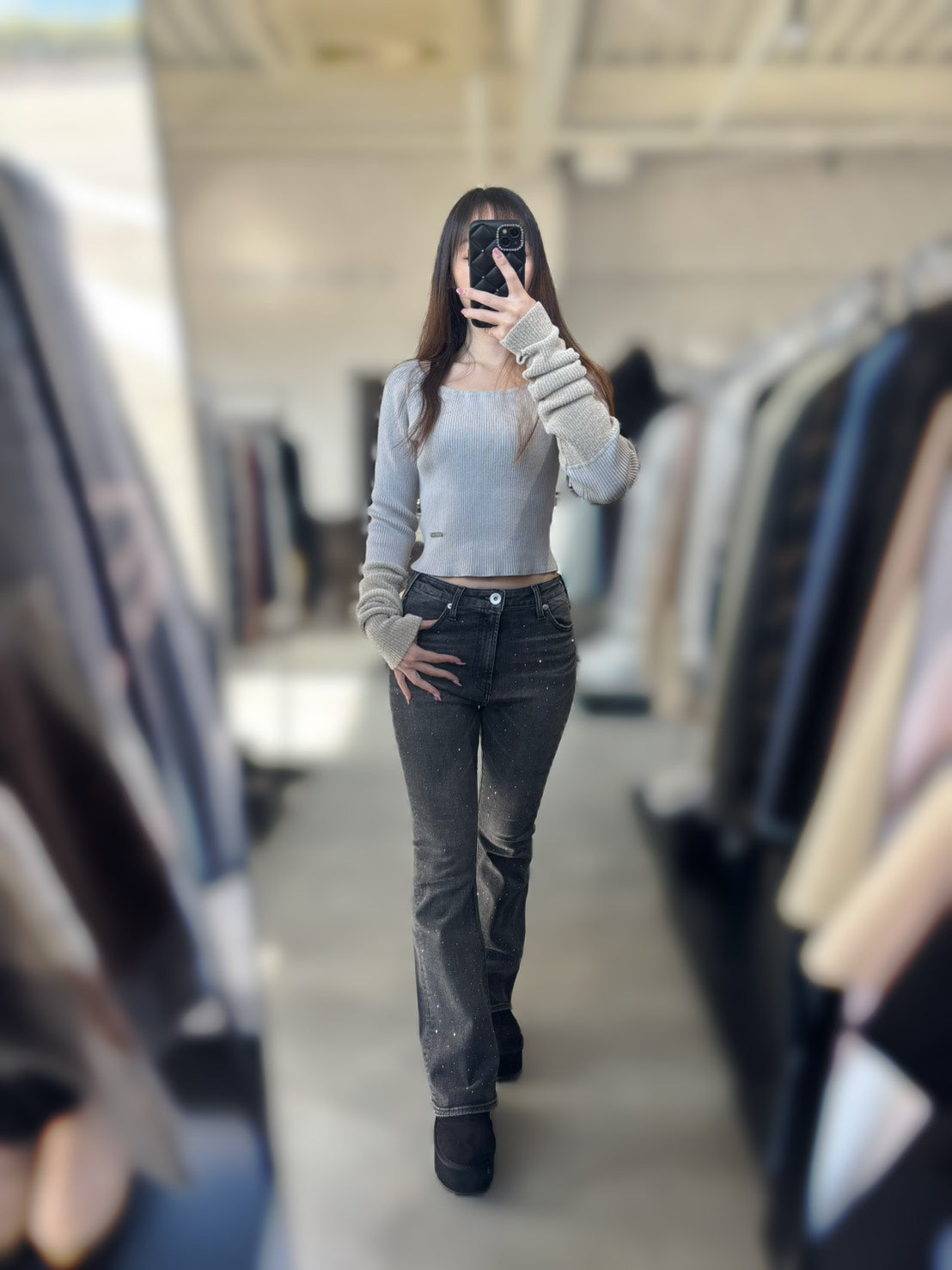 GYDA ハイウエストbijou フレアデニムパンツ