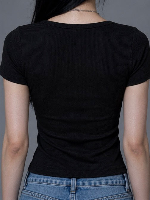 CROCHU BASIC ジャストフィットUネックTシャツ