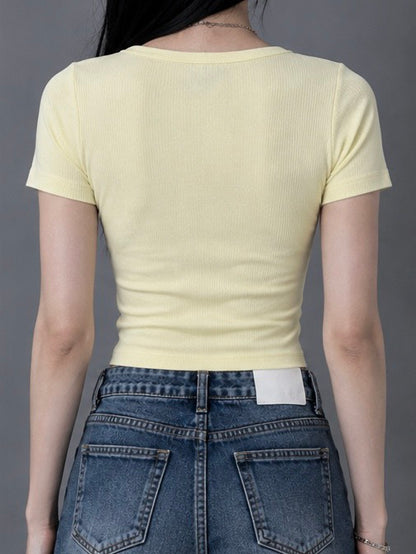 CROCHU カットフィットUネックTシャツ
