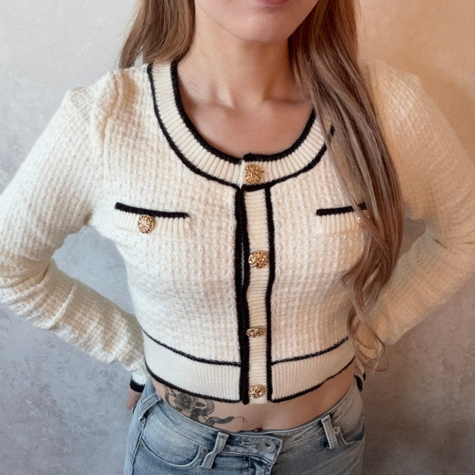 RESEXXY ツイードニットバイカラートップス