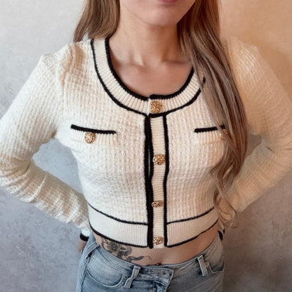 RESEXXY ツイードニットバイカラートップス