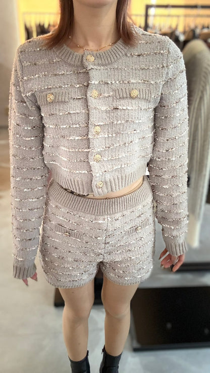 REZEXXY ツイードボーダーニットカーディガン