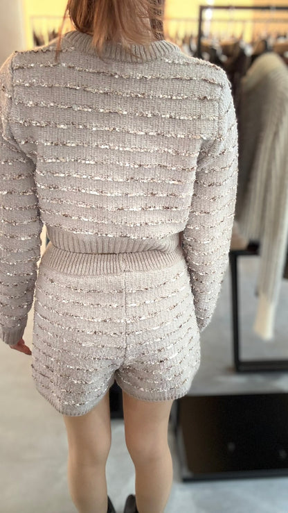 REZEXXY ツイードボーダーニットカーディガン