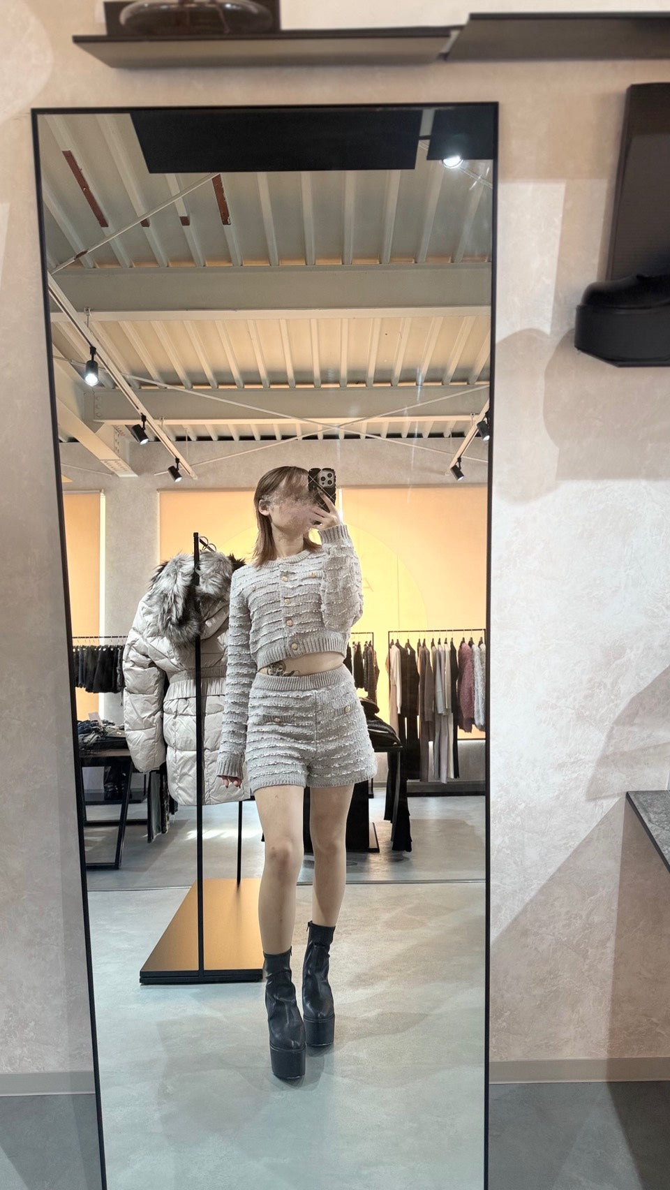 REZEXXY ツイードボーダーニットパンツ