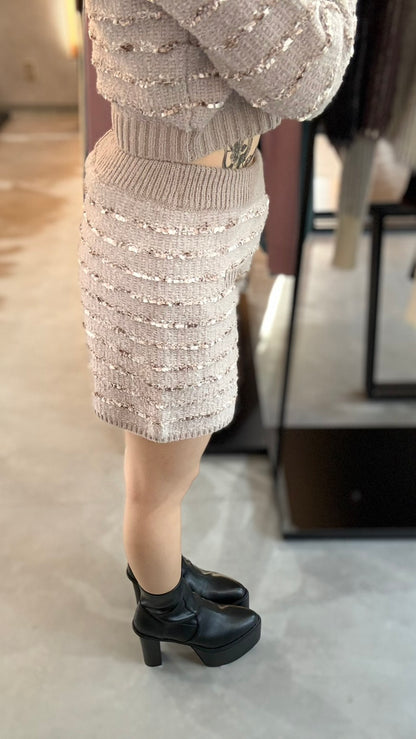 REZEXXY ツイードボーダーニットパンツ