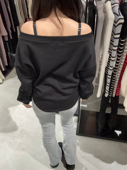 GYDA アームギャザー Symmetry GYDA オフショルスウェットトップス