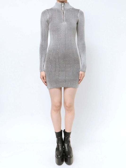 GYDA ハーフZIPリブニットワンピース