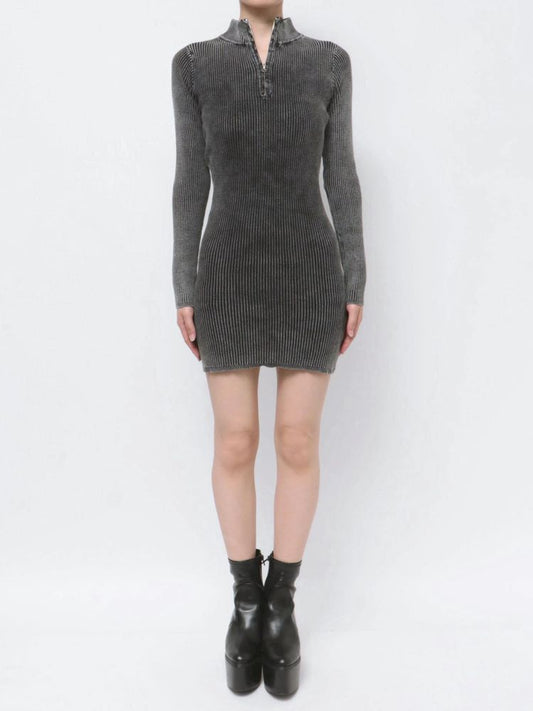 GYDA ブリーチハーフZIP long sleeveニットワンピース