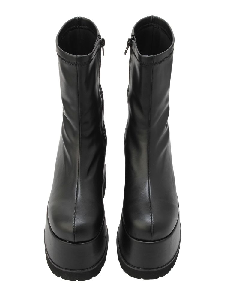 EVRIS フェイクレザープラットフォームブーツ