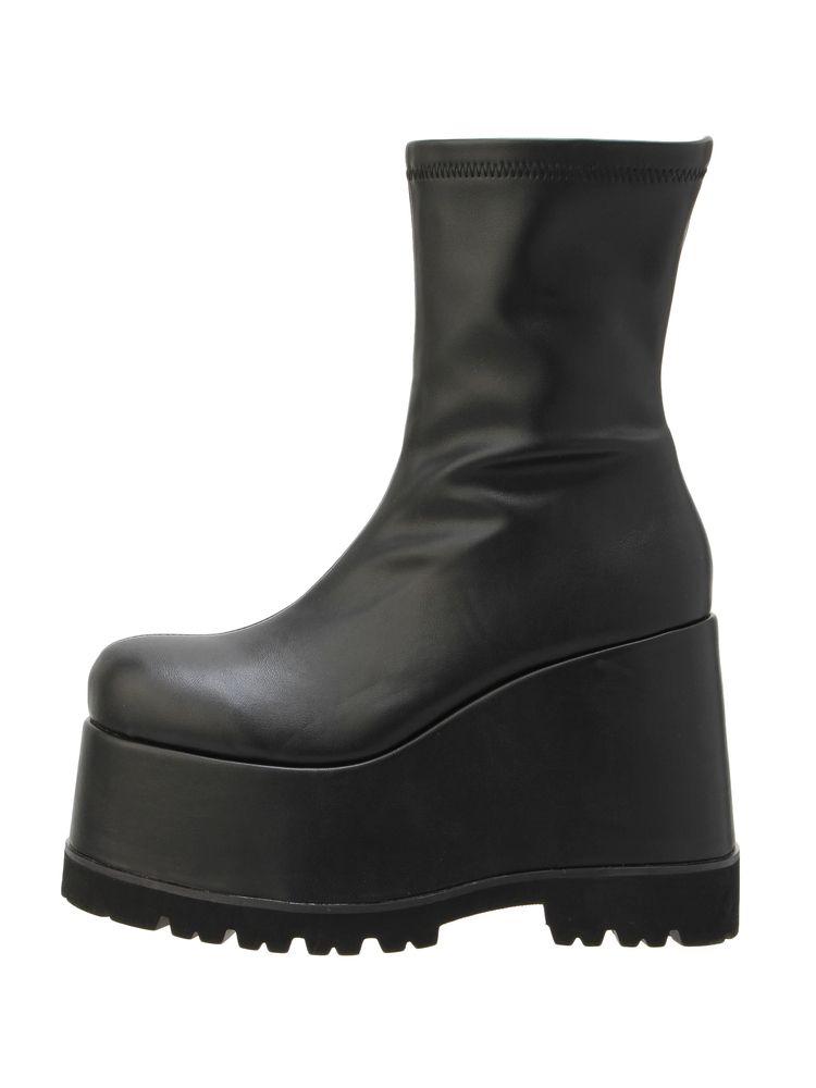 EVRIS フェイクレザープラットフォームブーツ