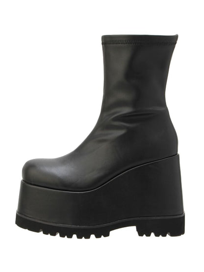 EVRIS フェイクレザープラットフォームブーツ