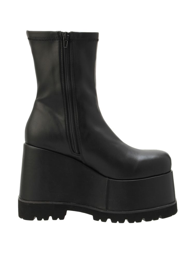 EVRIS フェイクレザープラットフォームブーツ