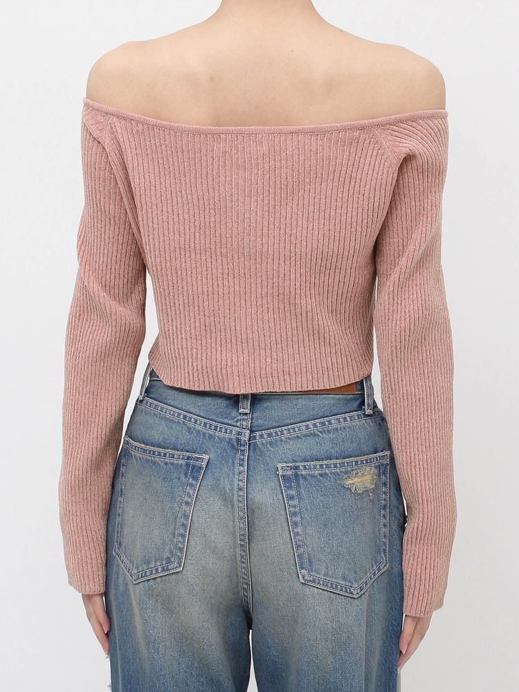 EVRIS モールオフショルニットトップス