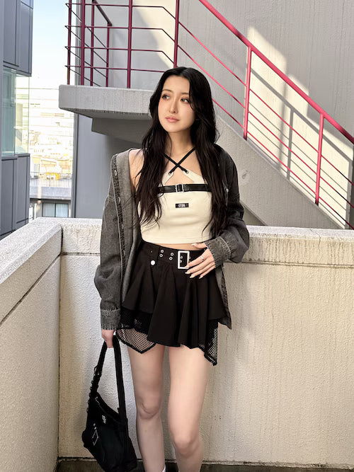 GYDA GYDAフロントクロスラメテレコビスチェ