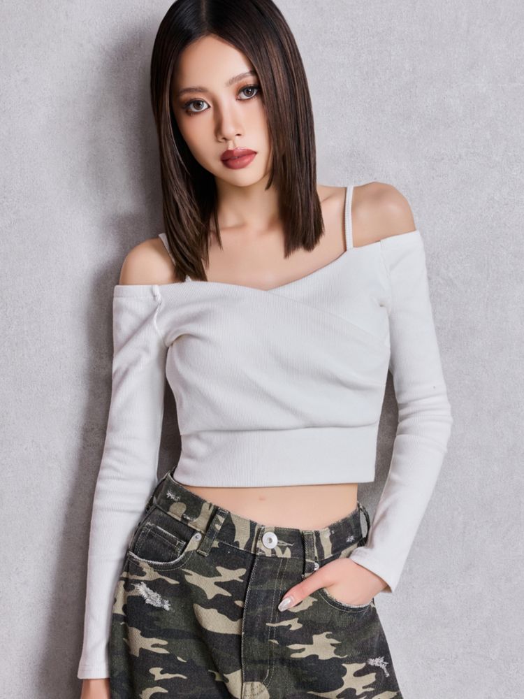 GYDA カシュクールデザインオフショルトップス