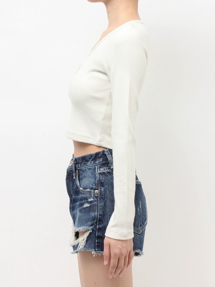 GYDA GGロゴラインストーンラメテレコトップス