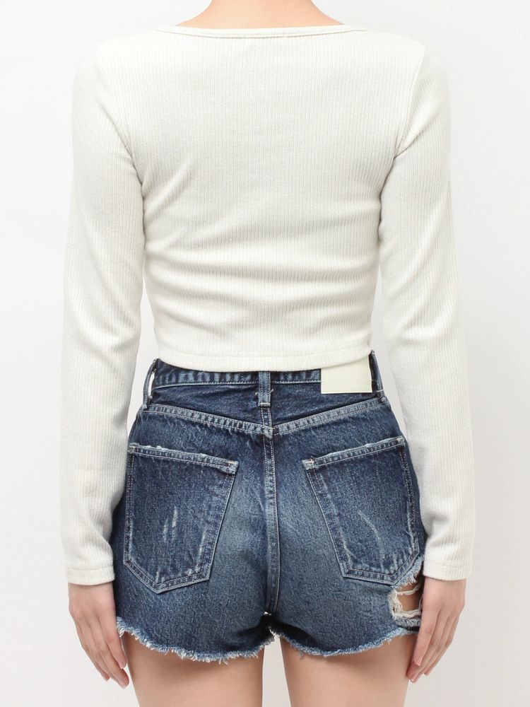 GYDA GGロゴラインストーンラメテレコトップス