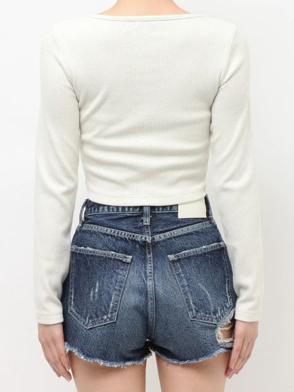 GYDA GGロゴラインストーンラメテレコトップス