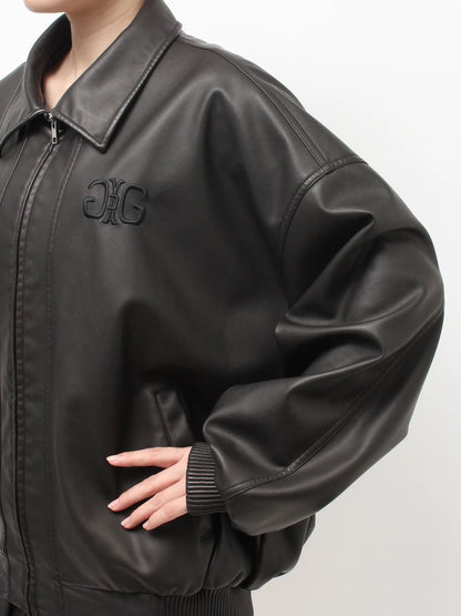 GYDA Symmetry GYDA Emboss フェイクレザーBIGブルゾン