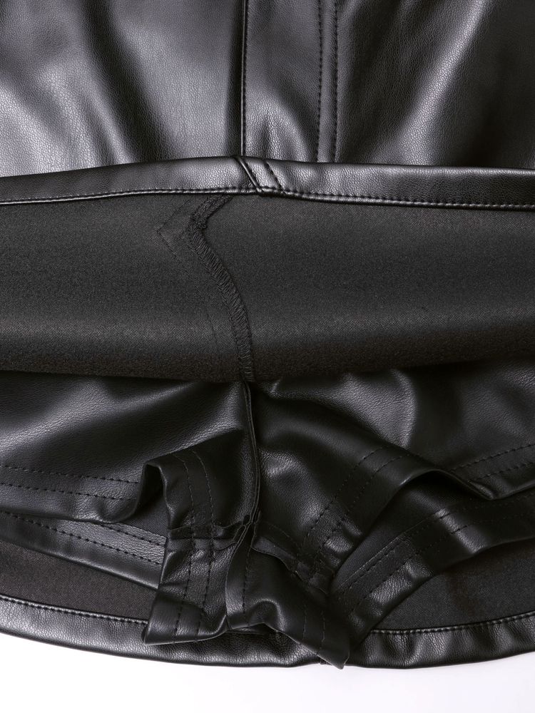 GYDA BACKリボンフェイクレザースカートライクミニワンピース