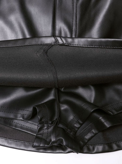 GYDA BACKリボンフェイクレザースカートライクミニワンピース