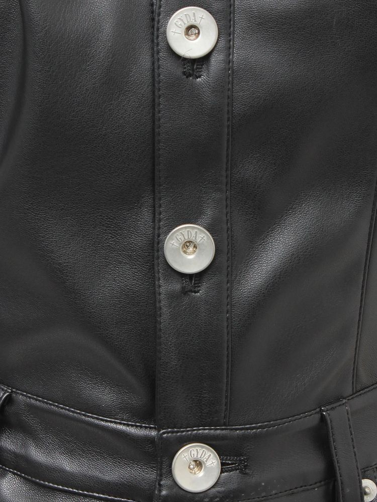 GYDA BACKリボンフェイクレザースカートライクミニワンピース