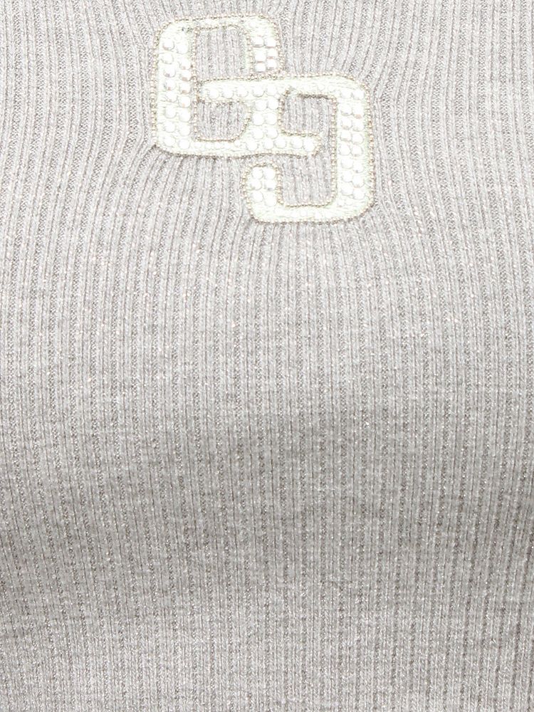 GYDA GGロゴラインストーンラメテレコトップス