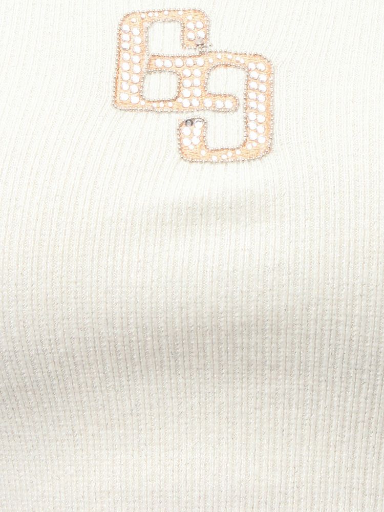 GYDA GGロゴラインストーンラメテレコトップス