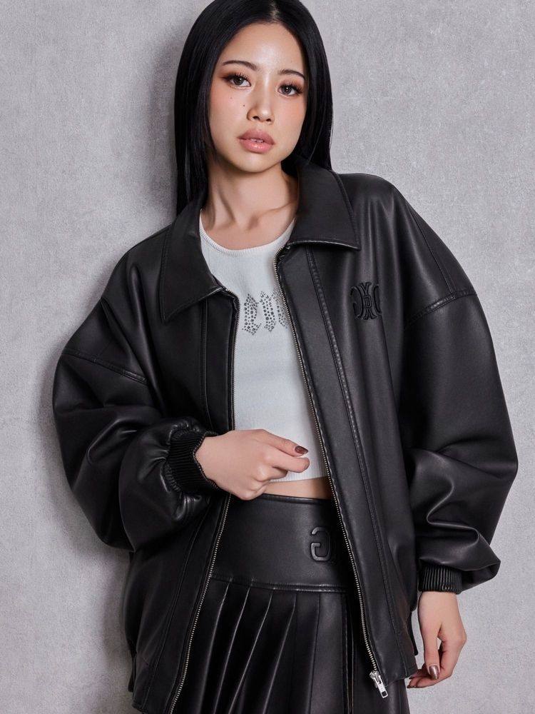 GYDA Symmetry GYDA Emboss フェイクレザーBIGブルゾン