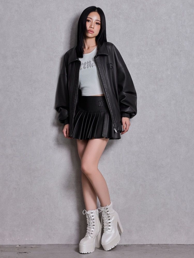 GYDA Symmetry GYDA Emboss フェイクレザーBIGブルゾン