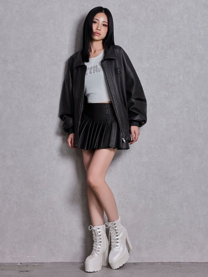 GYDA Symmetry GYDA Emboss フェイクレザーBIGブルゾン