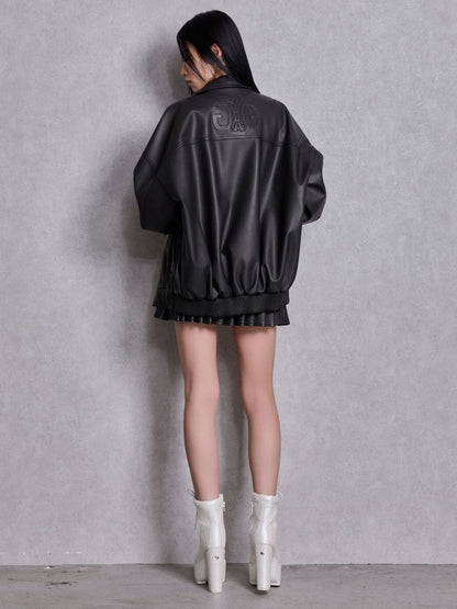 GYDA Symmetry GYDA Emboss フェイクレザーBIGブルゾン