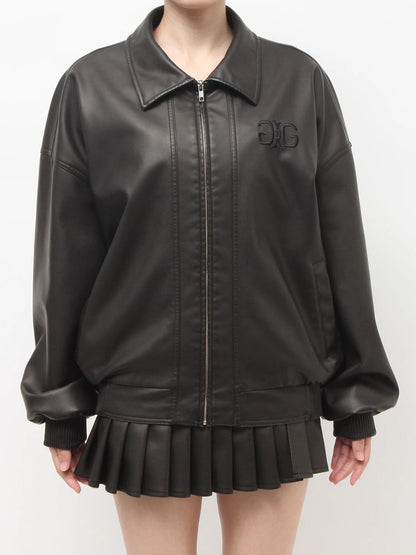 GYDA Symmetry GYDA Emboss フェイクレザーBIGブルゾン