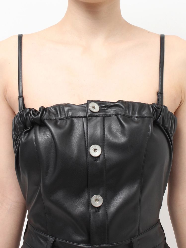 GYDA BACKリボンフェイクレザースカートライクミニワンピース