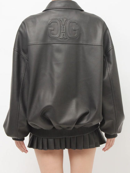 GYDA Symmetry GYDA Emboss フェイクレザーBIGブルゾン