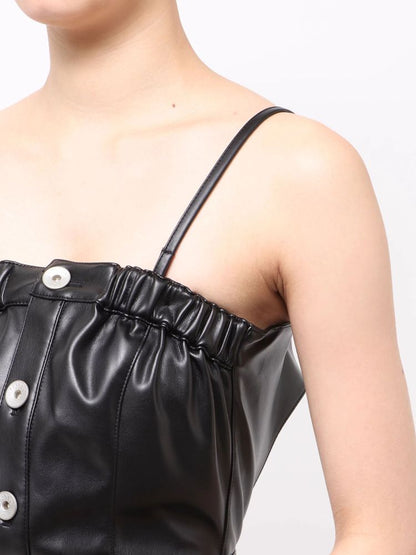 GYDA BACKリボンフェイクレザースカートライクミニワンピース