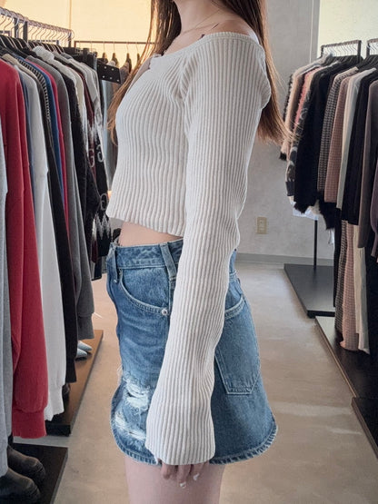 EVRIS モールオフショルニットトップス