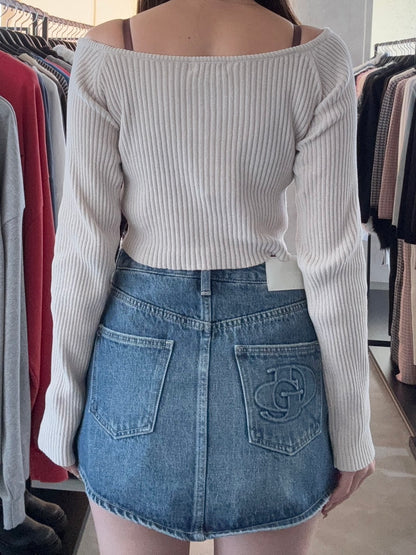 EVRIS モールオフショルニットトップス