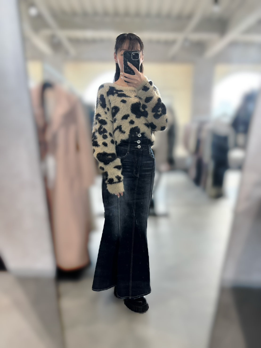 GYDA レオパードショートシャギーニットトップス