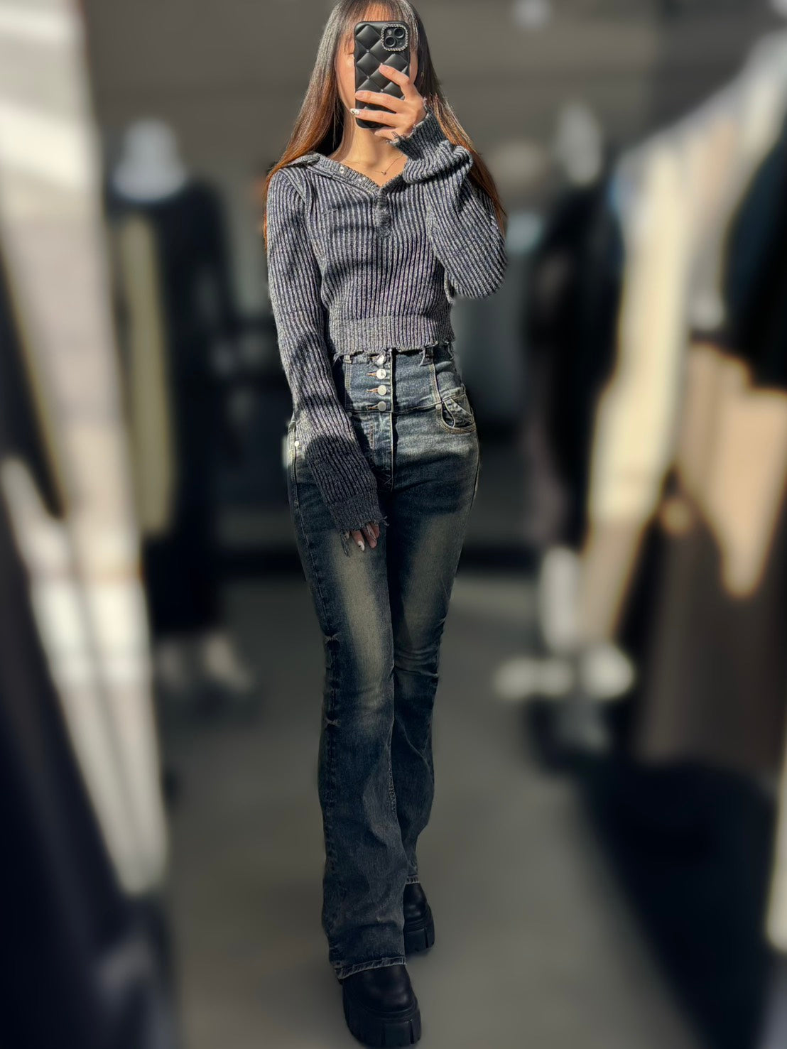 EMODA ダメージニットフーディ