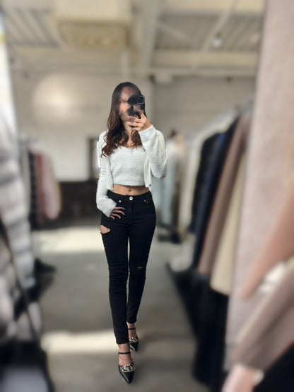 GYDA ミドルウエスト SIDE RIPPEDカラースキニーパンツ