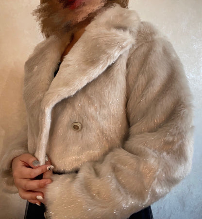 RESEXXY シャイニーファークロップドブルゾン